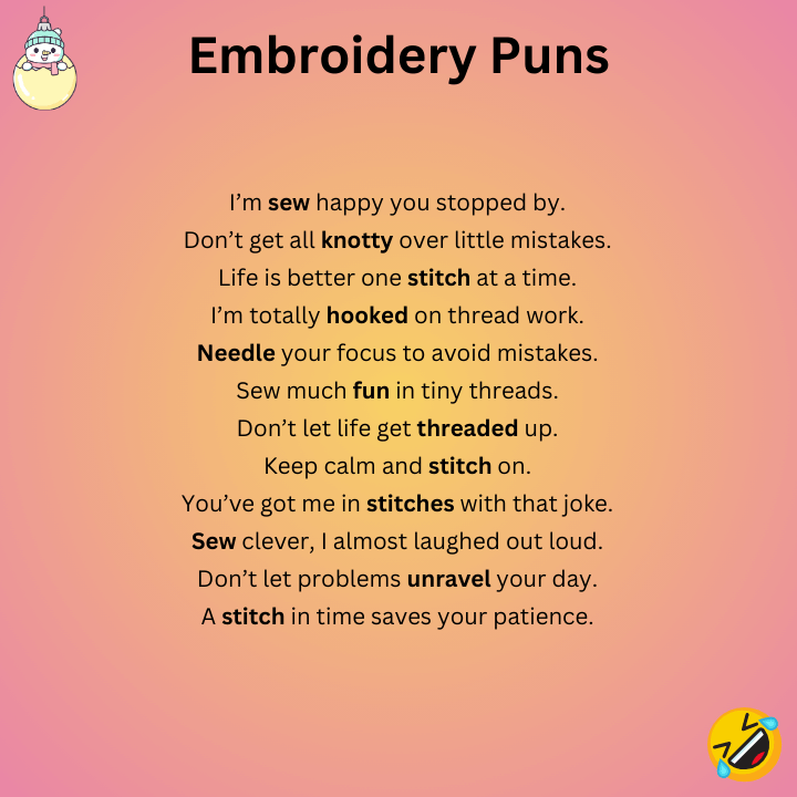 Funny Embroidery Puns