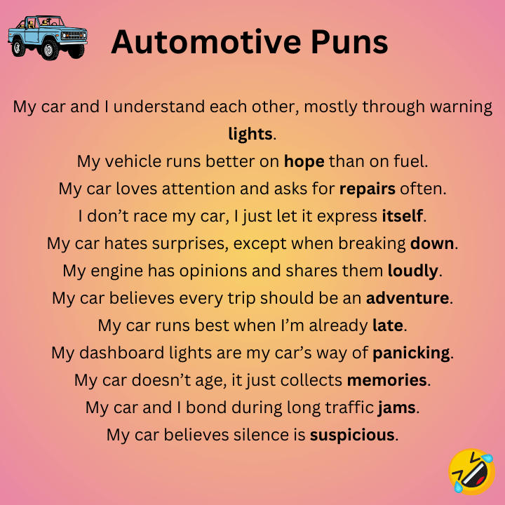 Automotive Puns One-Liners