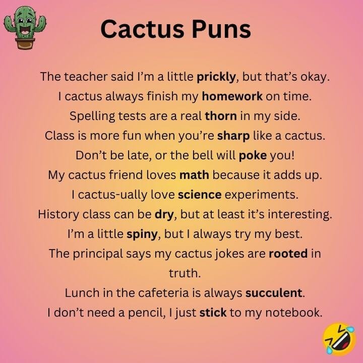 Cactus Classroom Puns 
