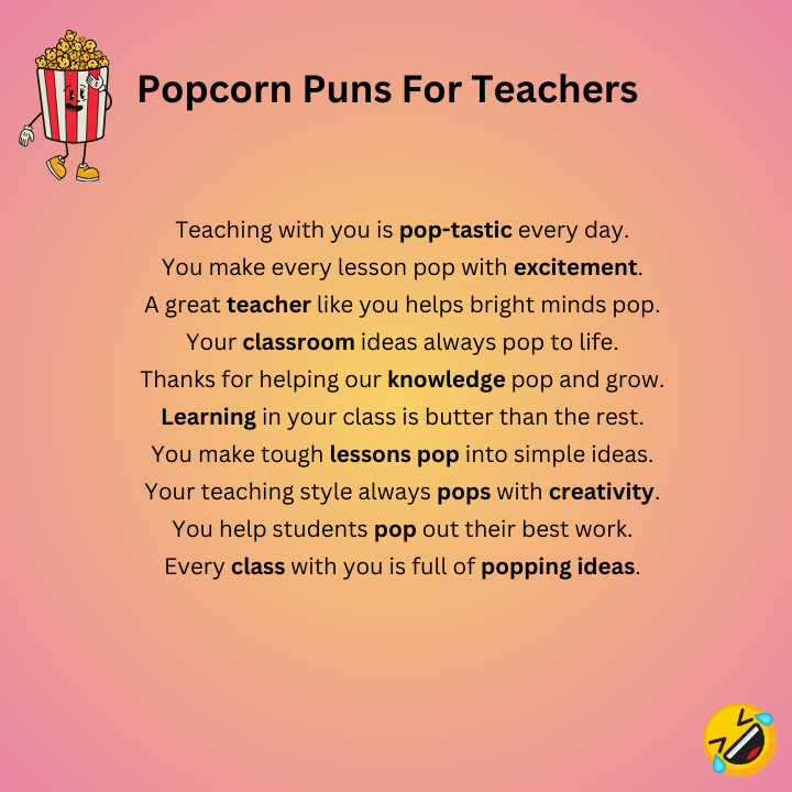 Popcorn Puns For Teachers